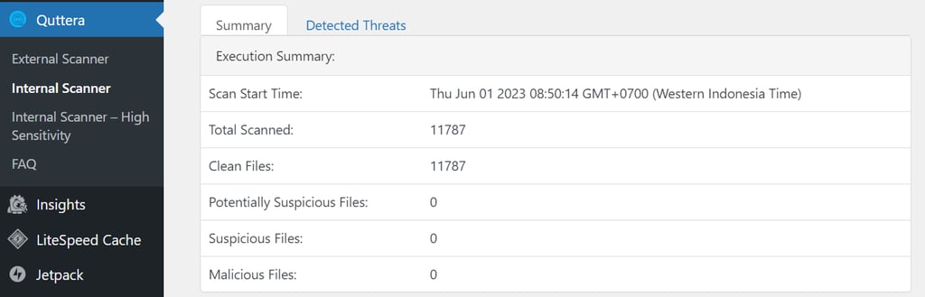 ringkasan laporan quttera web malware scanner