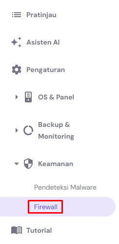 bagian firewall di vps hpanel