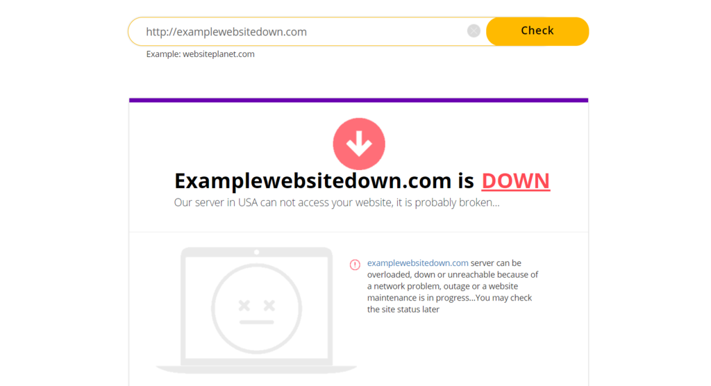 hasil downtime di website planet
