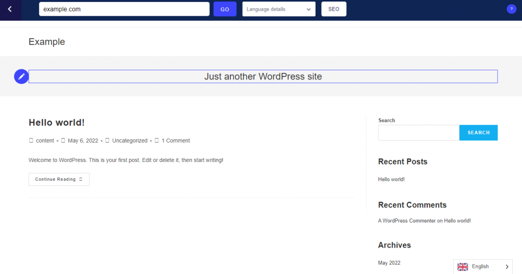 hasil terjemahan plugin weglot