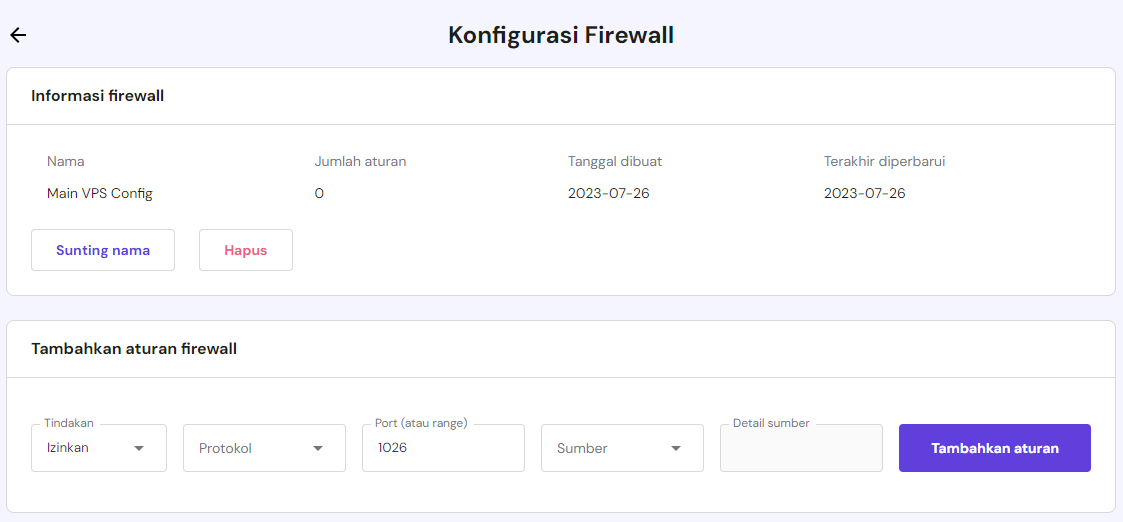 konfigurasi firewall di vps hpanel