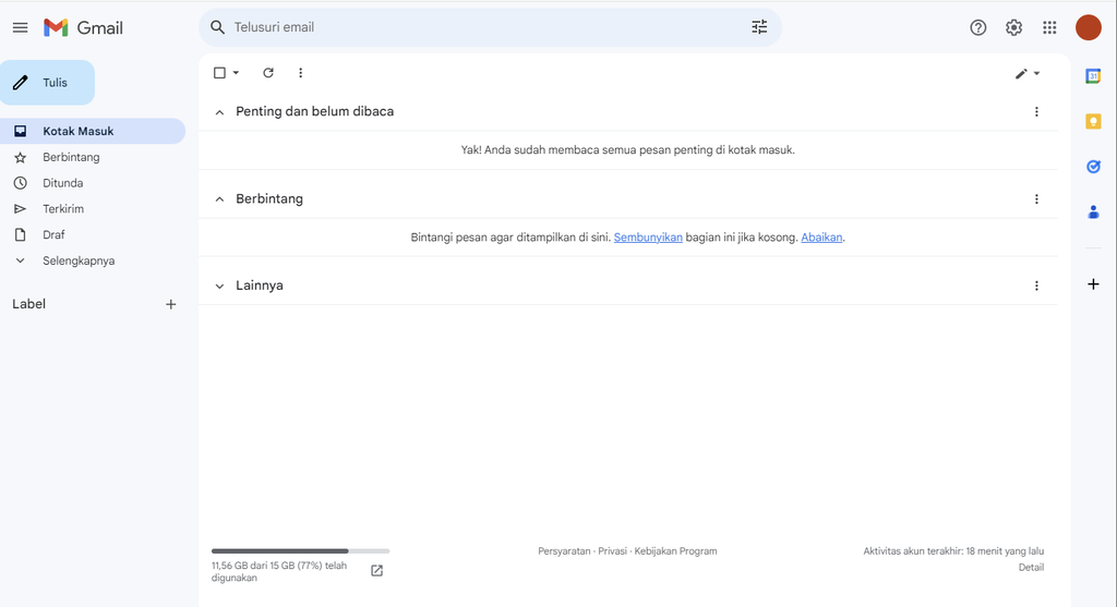 halaman kotak masuk gmail