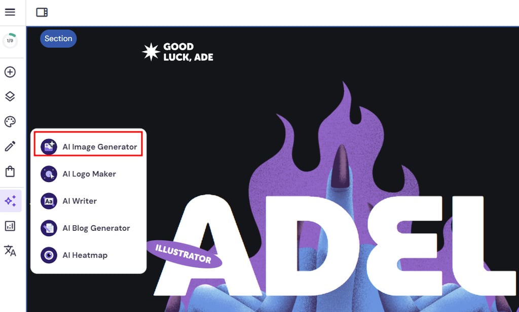 ai image generator di website builder hostinger