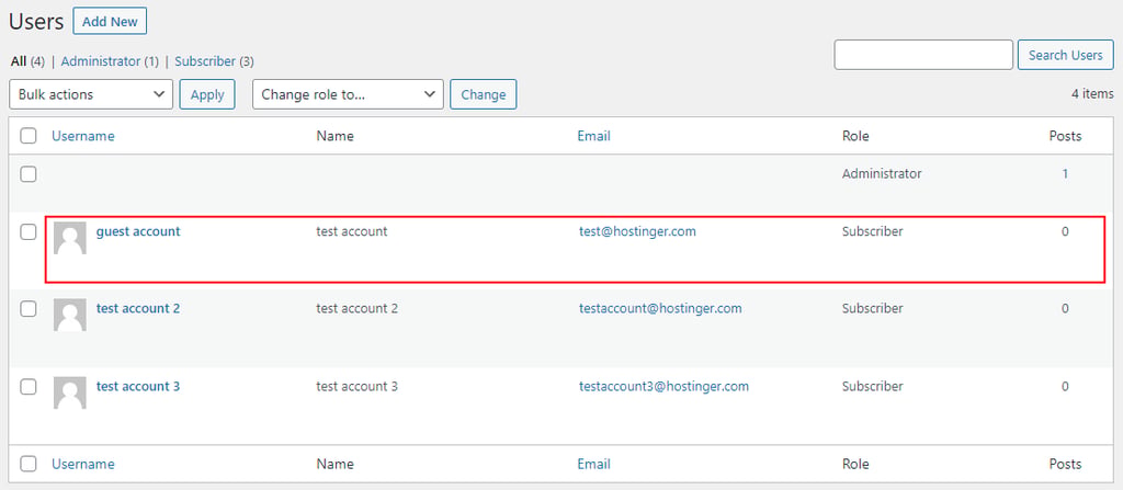 daftar user yang diupdate di dashboard WordPress