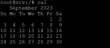 output command cal di Terminal