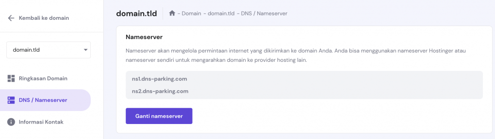 mengelola nameserver di hpanel