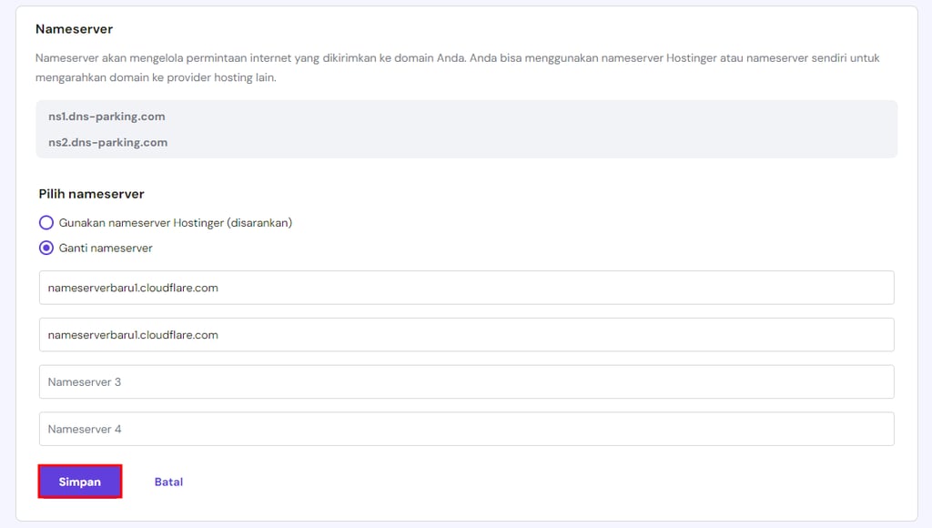 mengganti nameserver di hpanel