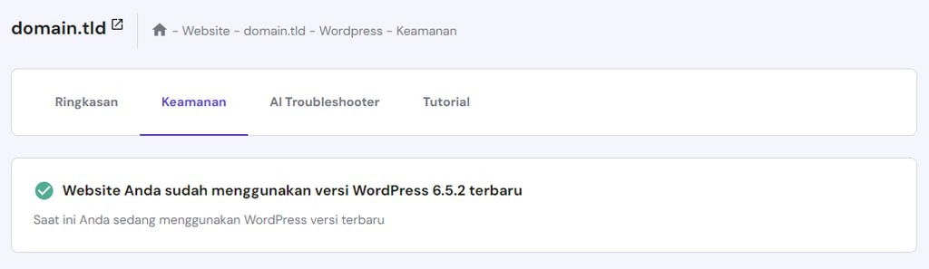 informasi versi wordpress terbaru di hpanel