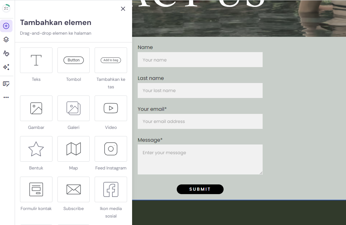 menambahkan formulir kontak di builder