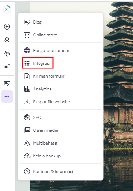 menu integrasi di builder