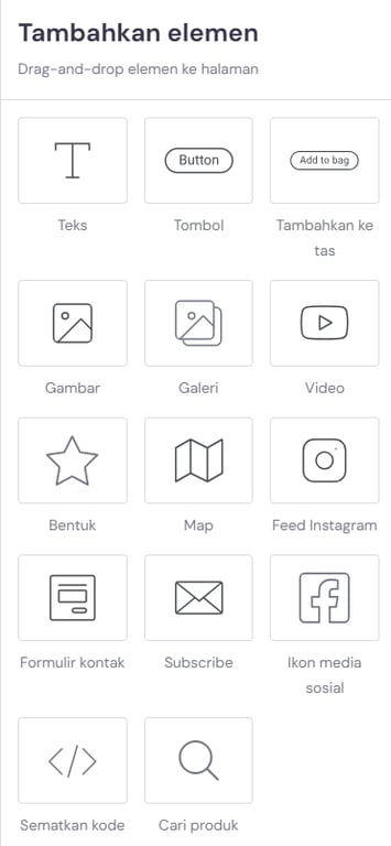 menu sidebar tambahkan elemen di hostinger website builder