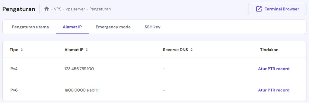 ptr record vps di hpanel