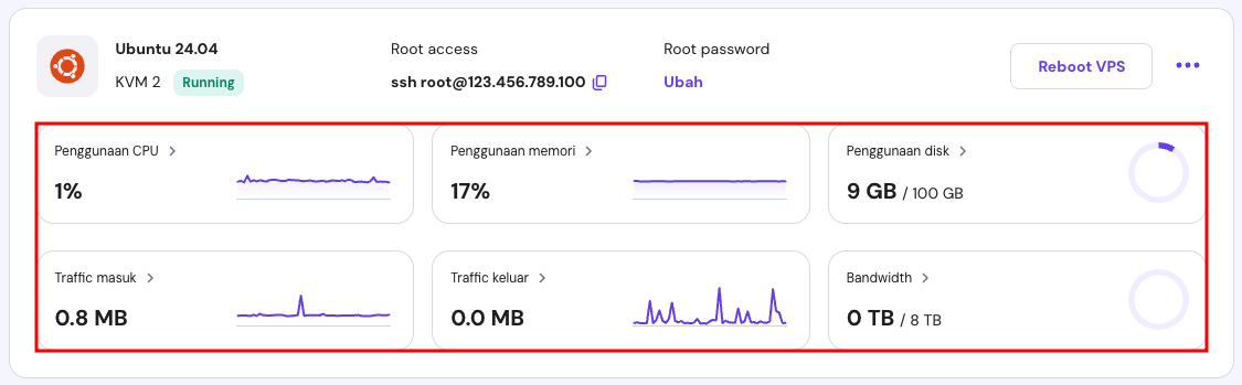 bagian detail performa vps di hpanel