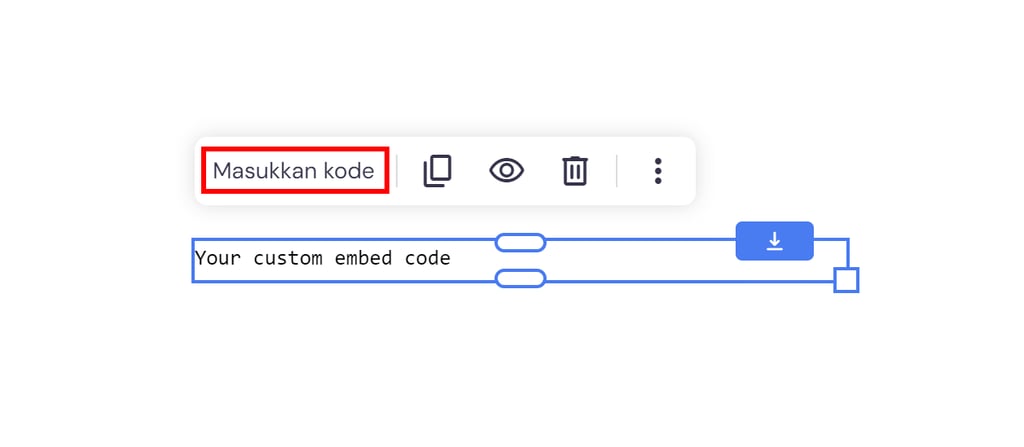 bagian untuk menambahkan kode di website builder