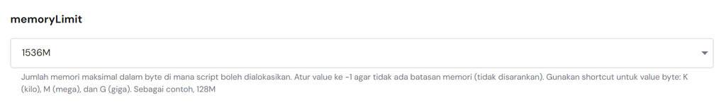 konfigurasi memory limit php hpanel