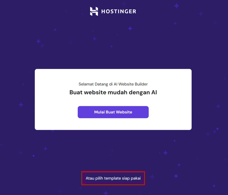 memilih opsi template siap pakai di website builder