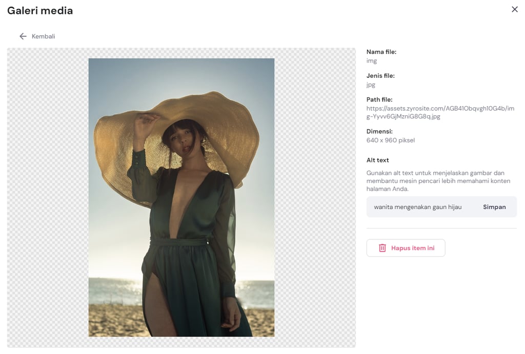 menambahkan alt text untuk menjelaskan konteks foto di website builder