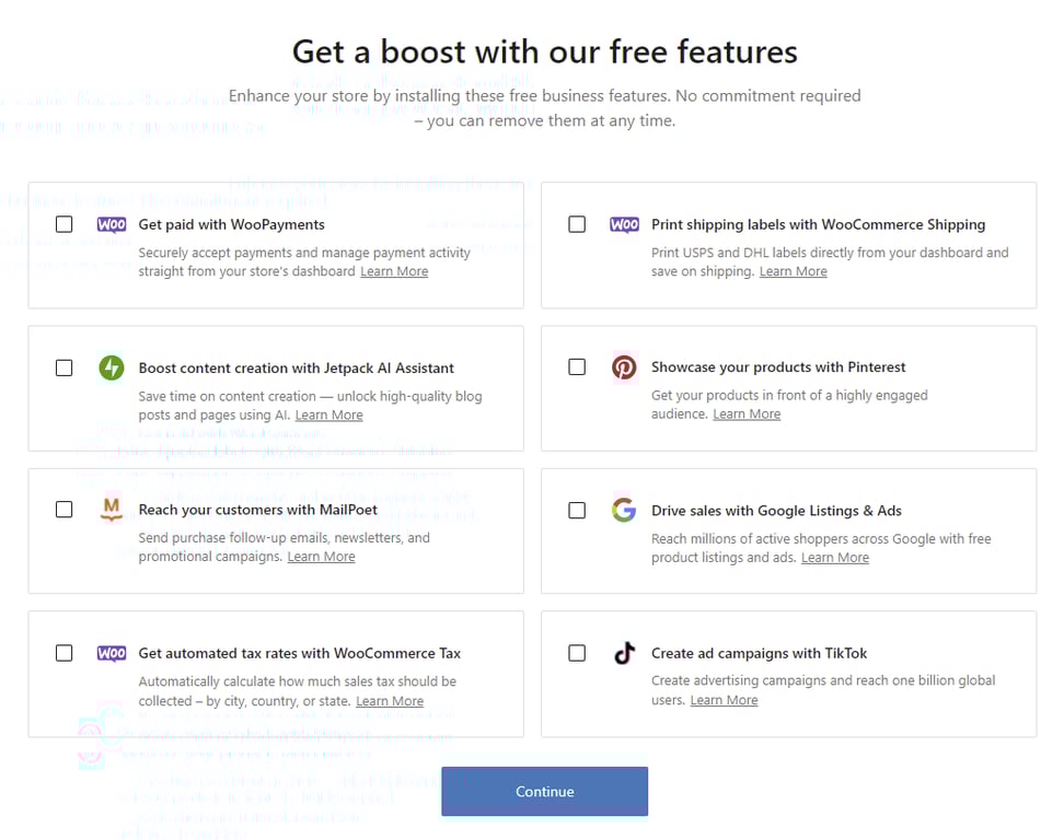 daftar fitur gratis yang disediakan oleh woocommerce