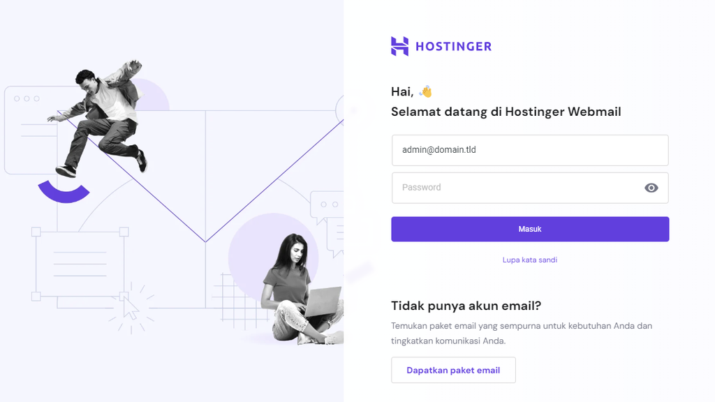 halaman login di hostinger webmail