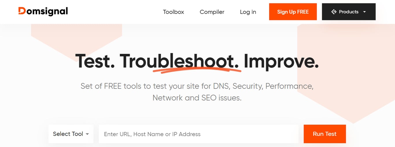 homepage tool domsignal untuk mengecek kecepatan website