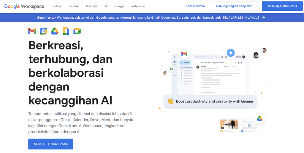 tampilan homepage google workspace indonesia