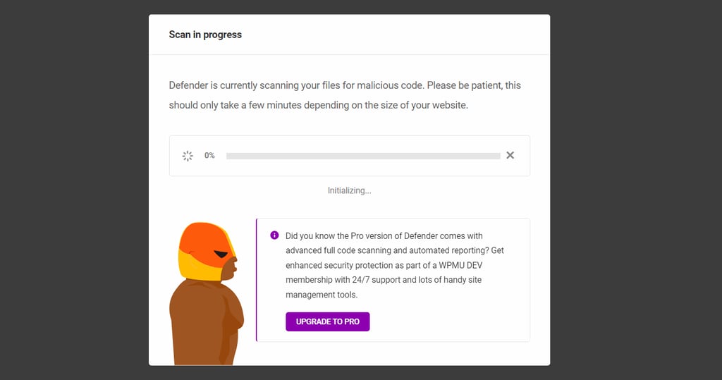 tampilan halaman pemindaian di plugin defender security