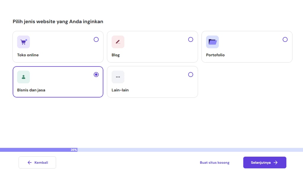 memilih jenis website yang akan dibuat setelah membeli hosting
