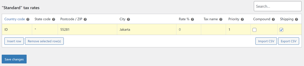 tampilan pengaturan pajak di woocommerce