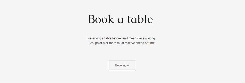 tampilan halaman pemesanan meja dari template ginza di website builder hostinger