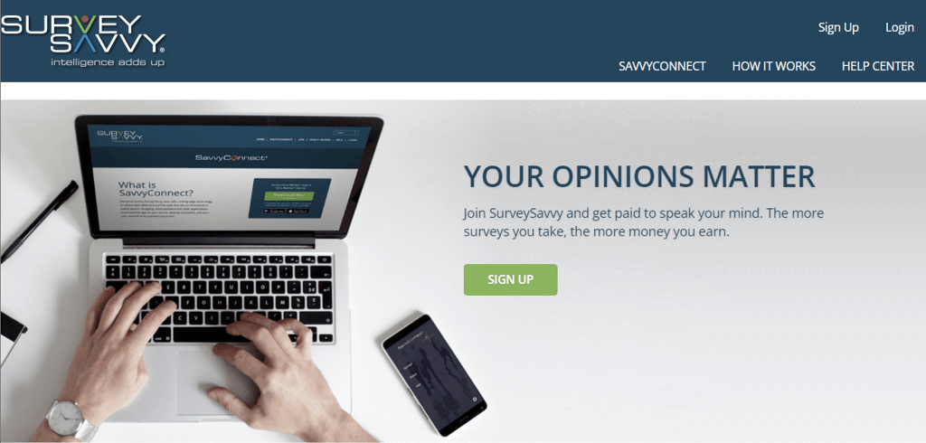 tampilan homepage website surveysavvy