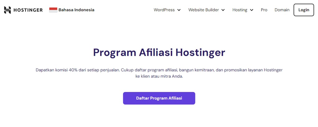 tampilan landing page afiliasi hostinger