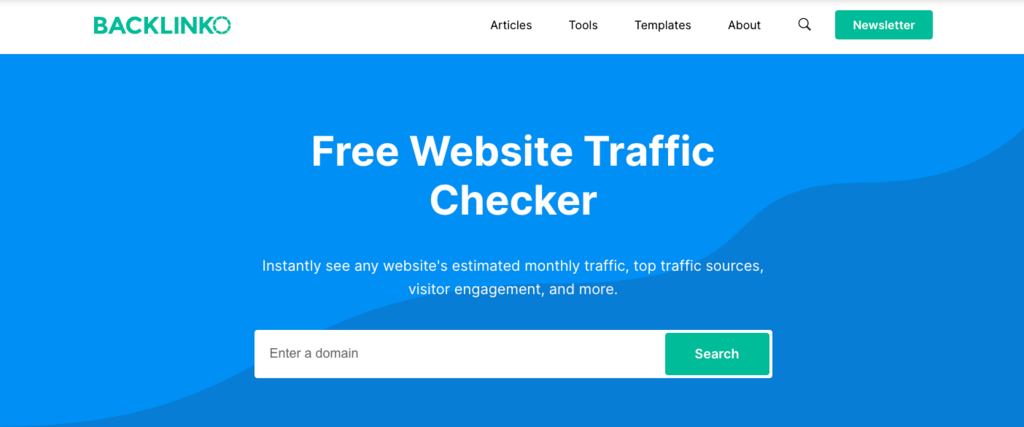 tampilan halaman backlinko traffic checker