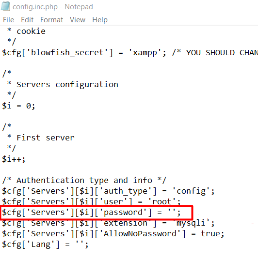 tampilan notepad menunjukkan password root