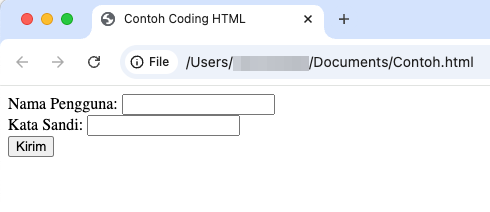 tampilan contoh form login sederhana