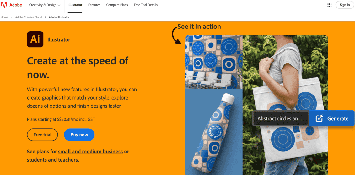 tampilan homepage adobe illustrator