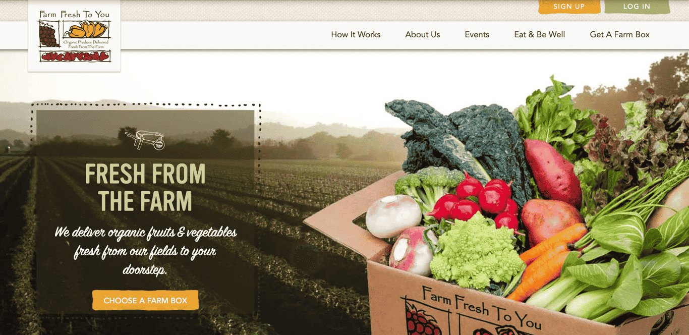tampilan homepage website farm fresh to you