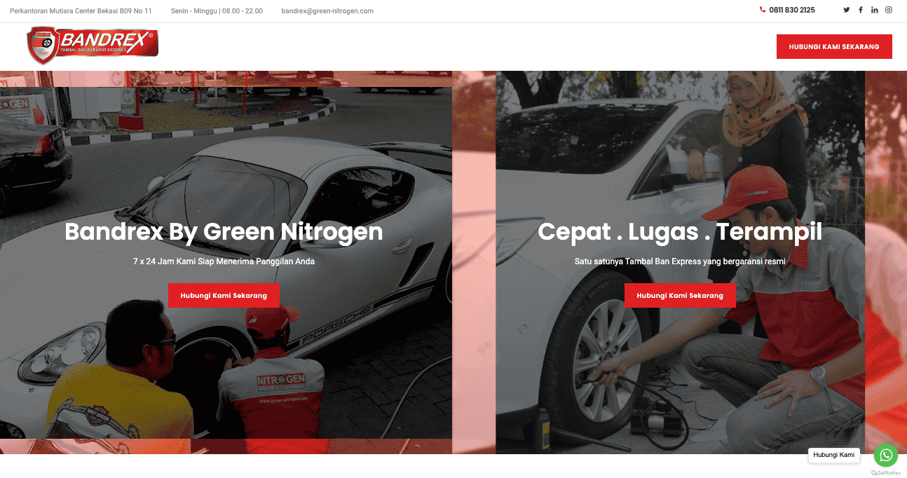 tampilan website bandrex bisnis usaha jasa tambal ban