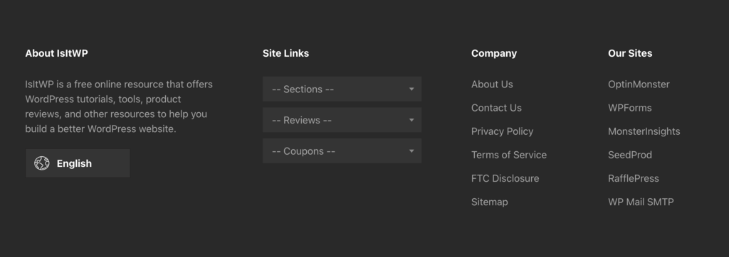 tampilan footer design website isitwp