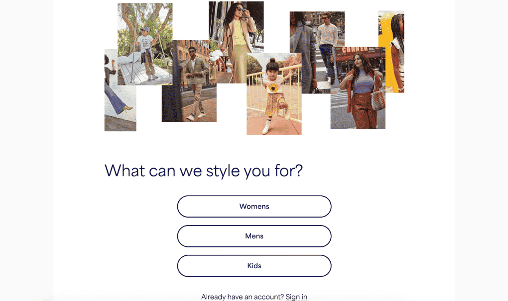 tampilan kuis di website stitch fix