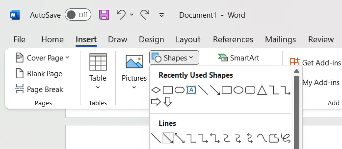 tampilan bagian panah di menu shapes microsoft word