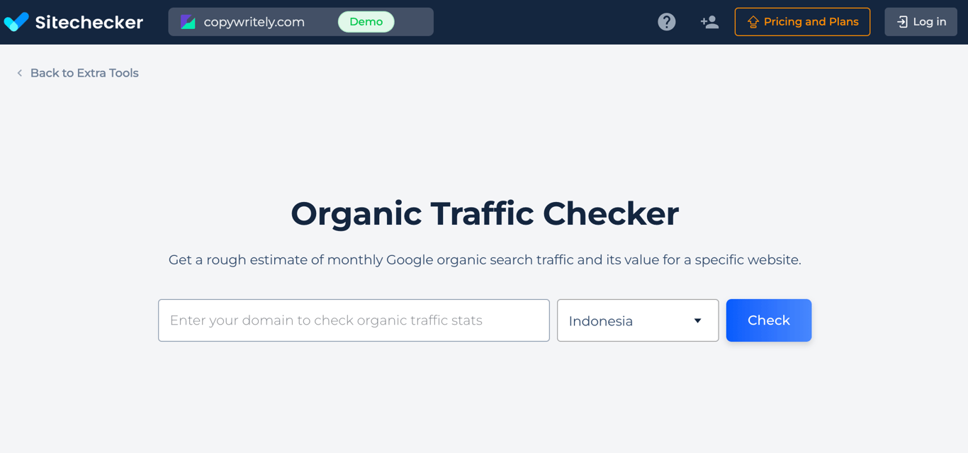 tampilan halaman tool sitechecker