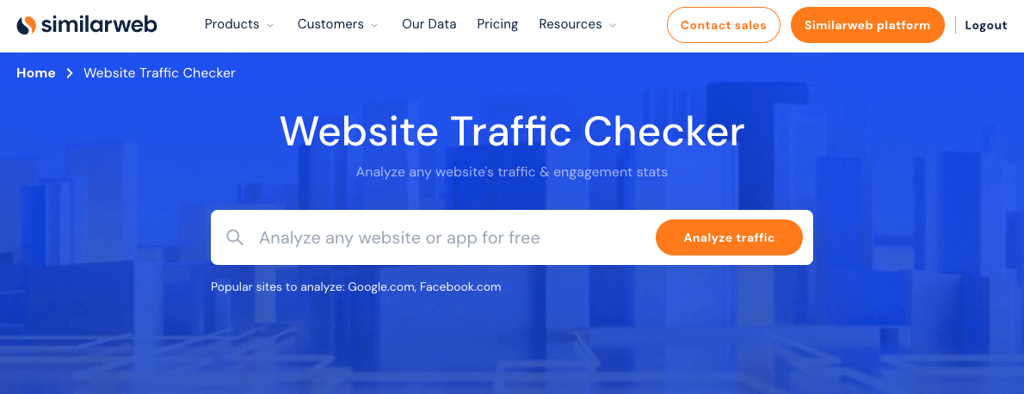 tampilan halaman website traffic checker similarweb