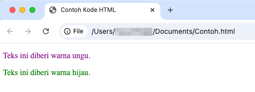 tampilan chrome menunjukkan teks yang diberi warna
