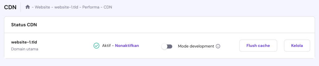 tampilan fitur cdn bawaan hostinger di hpanel untuk mengatasi website lemot
