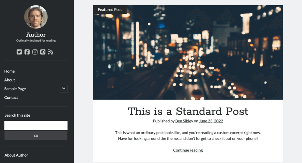 tema blog wordpress author