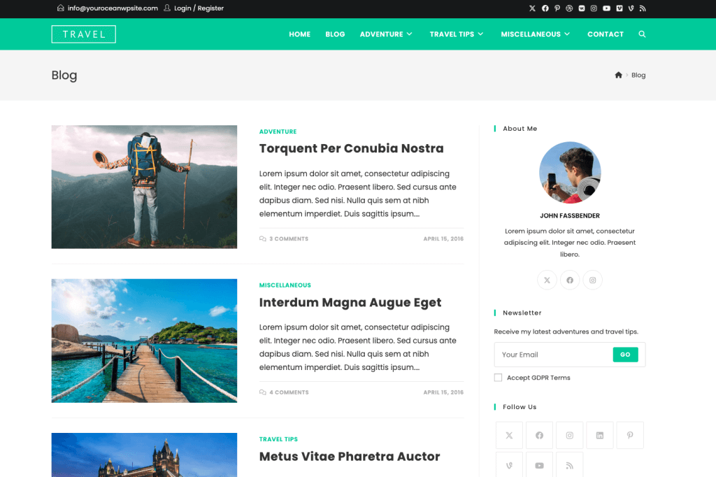 template blog wordpress OceanWP