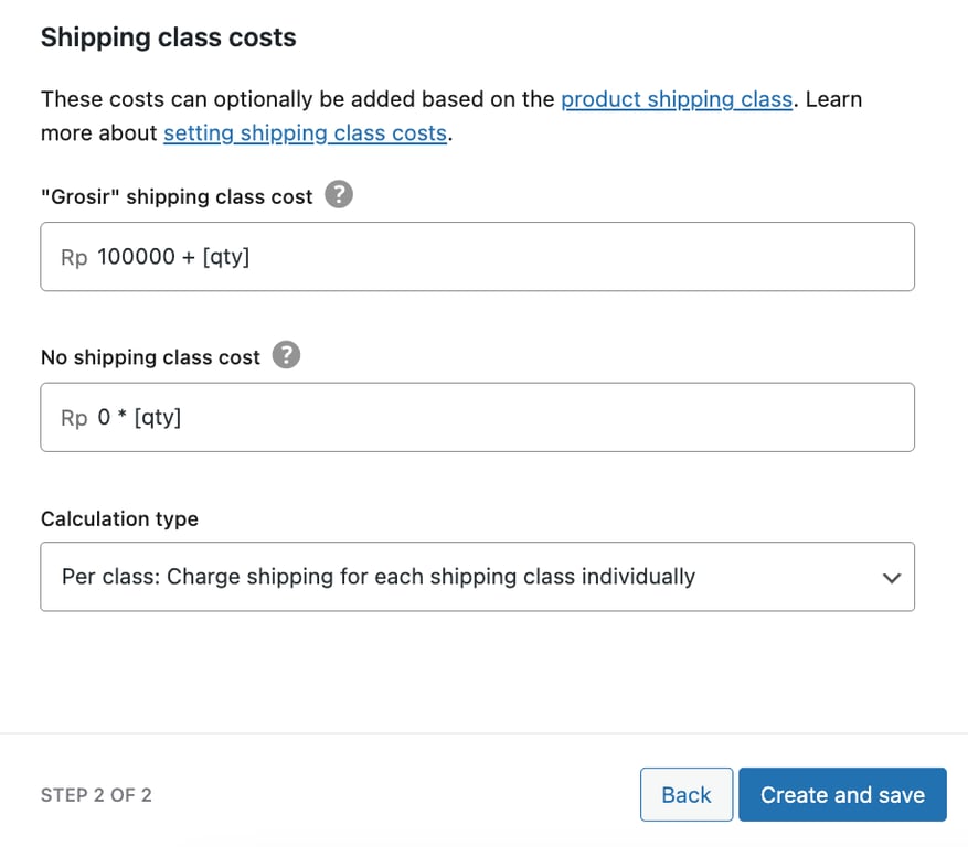 mengatur biaya shipping class di woocommerce dengan rumus