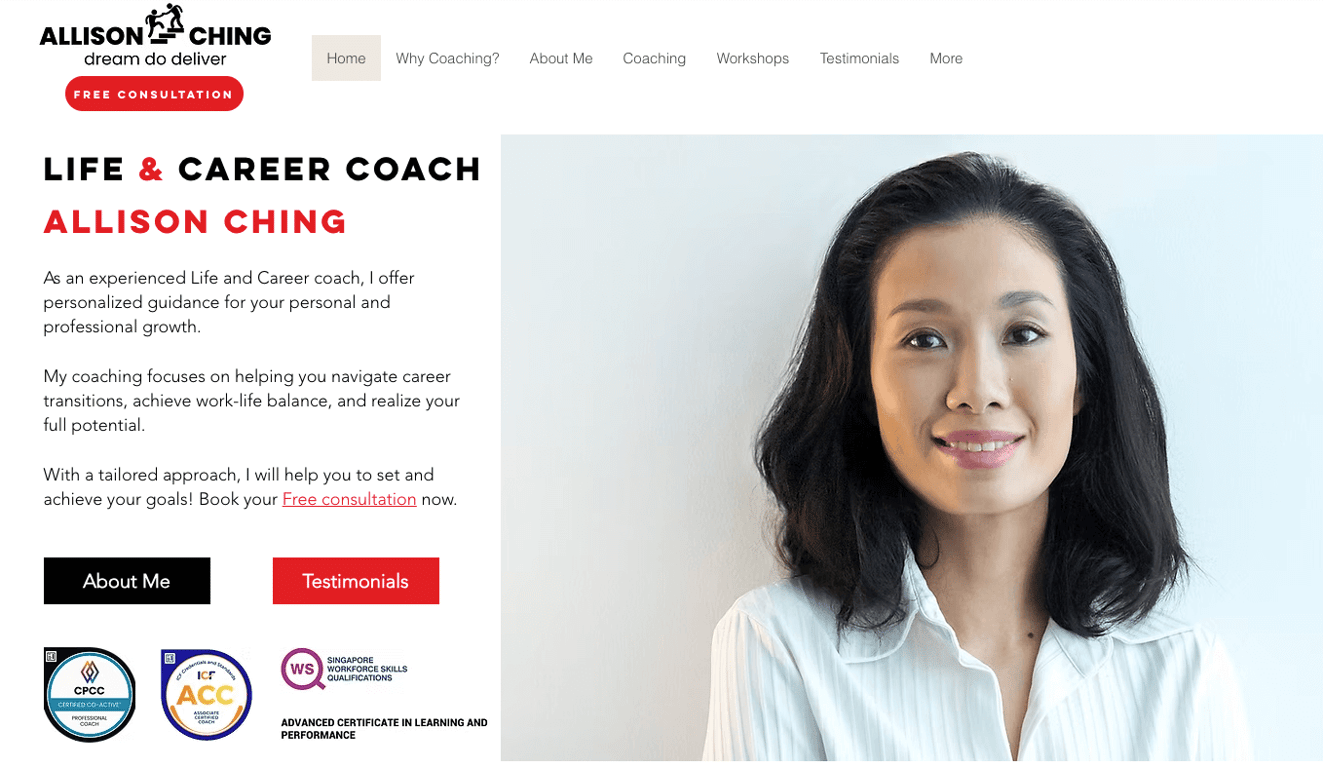 homepage website allison ching online coach