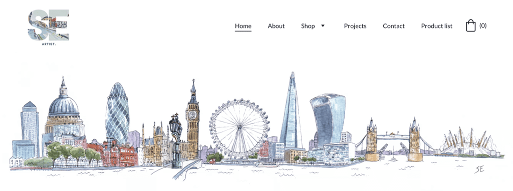 background homepage website samedwards menampilkan karya seninya