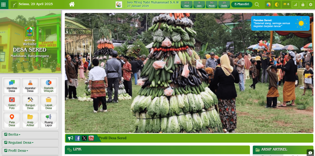 homepage website desa sered banjarnegara